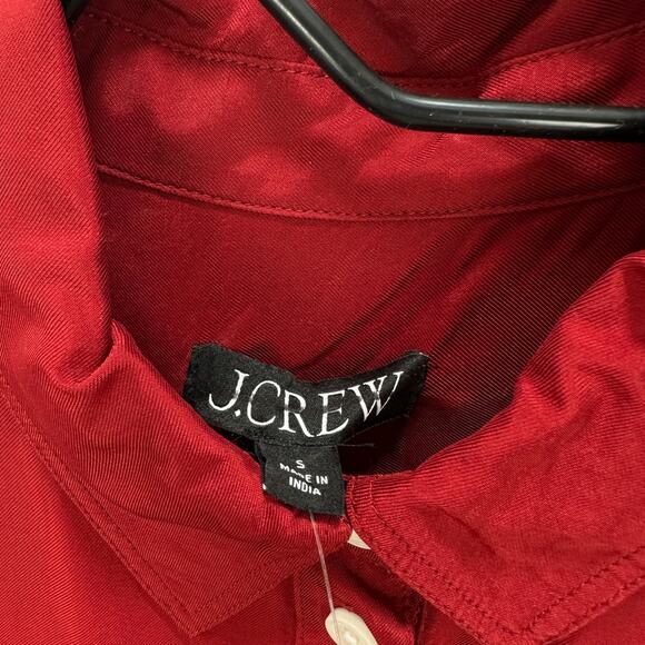 J.Crew Amelia Popover Shirtdress Drapey Viscose Twill Burgundy Ruffle Small NWT - Picture 3 of 14